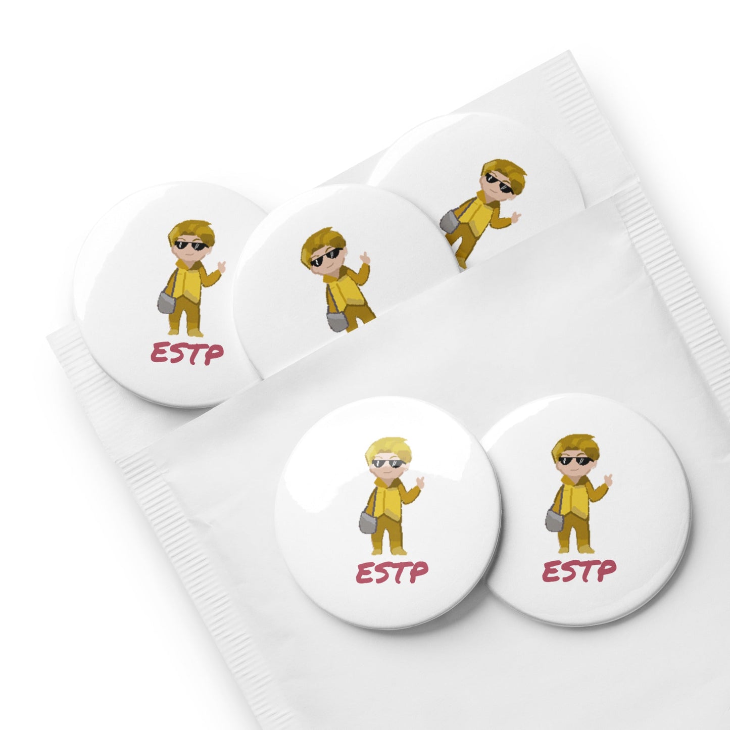 ESTP Pixel Art Pin Button Set: The Energetic Entrepreneur (5 - Pack) - MindGem