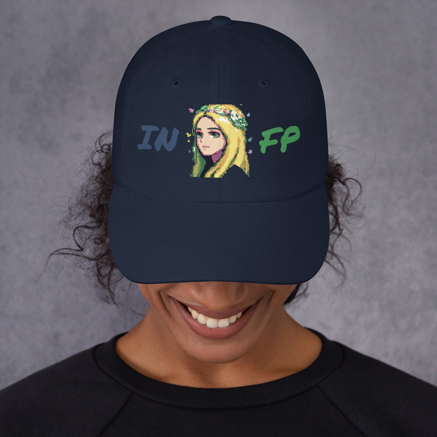 INFP Female Pixel Art Embroidered Dad Hat - MindGem