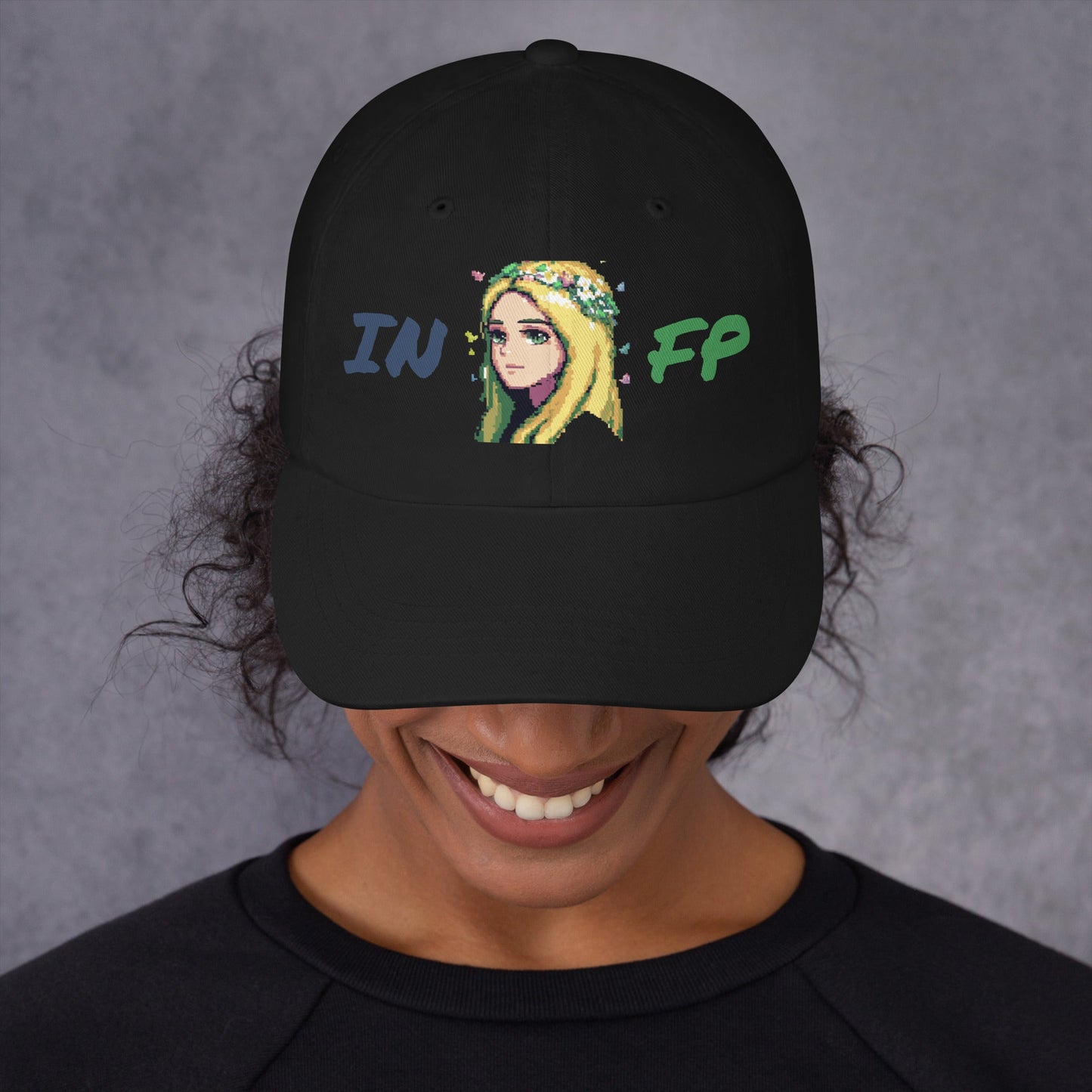 INFP Female Pixel Art Embroidered Dad Hat - MindGem