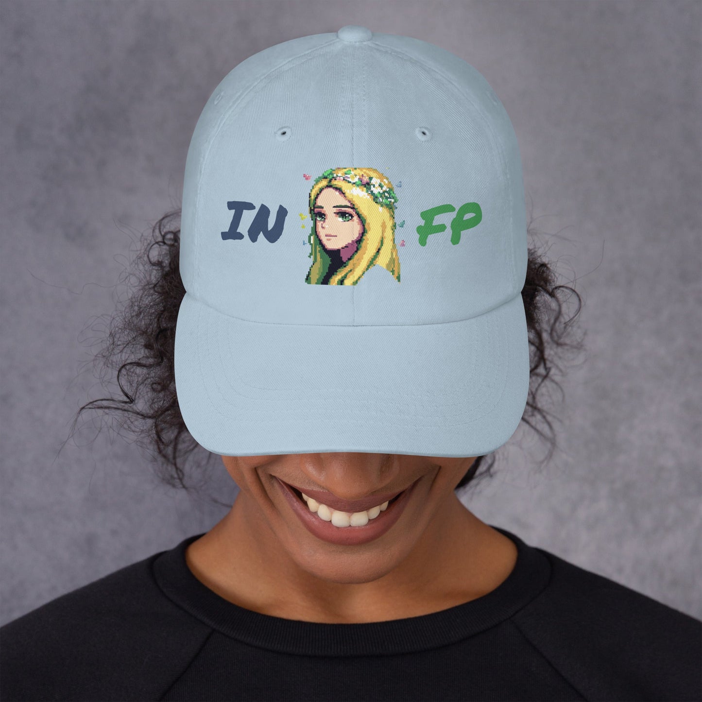 INFP Female Pixel Art Embroidered Dad Hat - MindGem