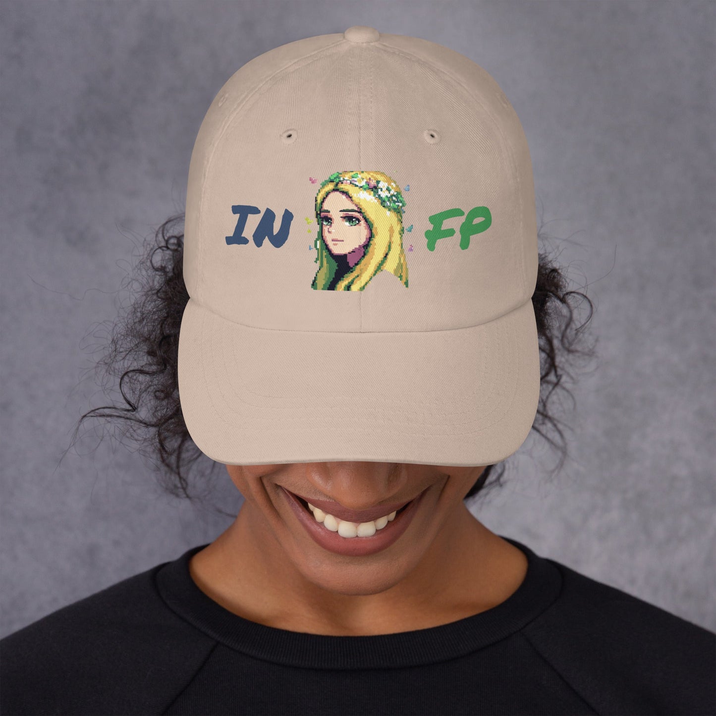 INFP Female Pixel Art Embroidered Dad Hat - MindGem