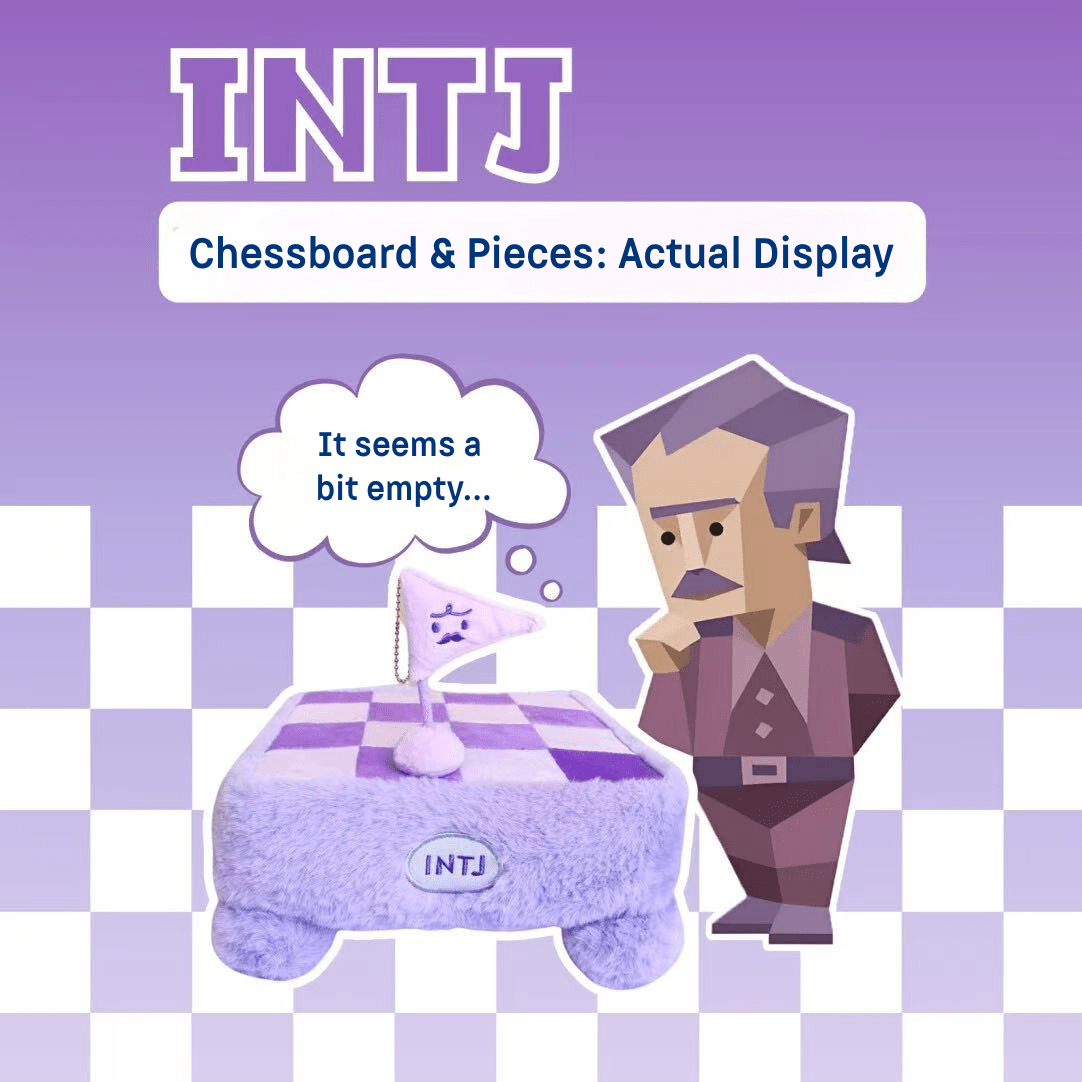 INTJ "Mastermind's Chessboard" Plushie (My Tool, My Type) - Flag Charm & Magnetic MBTI Gift - MindGem
