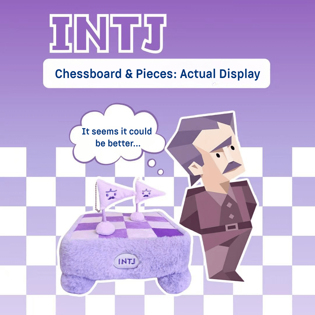INTJ "Mastermind's Chessboard" Plushie (My Tool, My Type) - Flag Charm & Magnetic MBTI Gift - MindGem