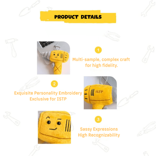 ISTP "Drill Guy" Plush Keychain (My Tool, My Type) - MBTI Toy & Unique Gift - MindGem