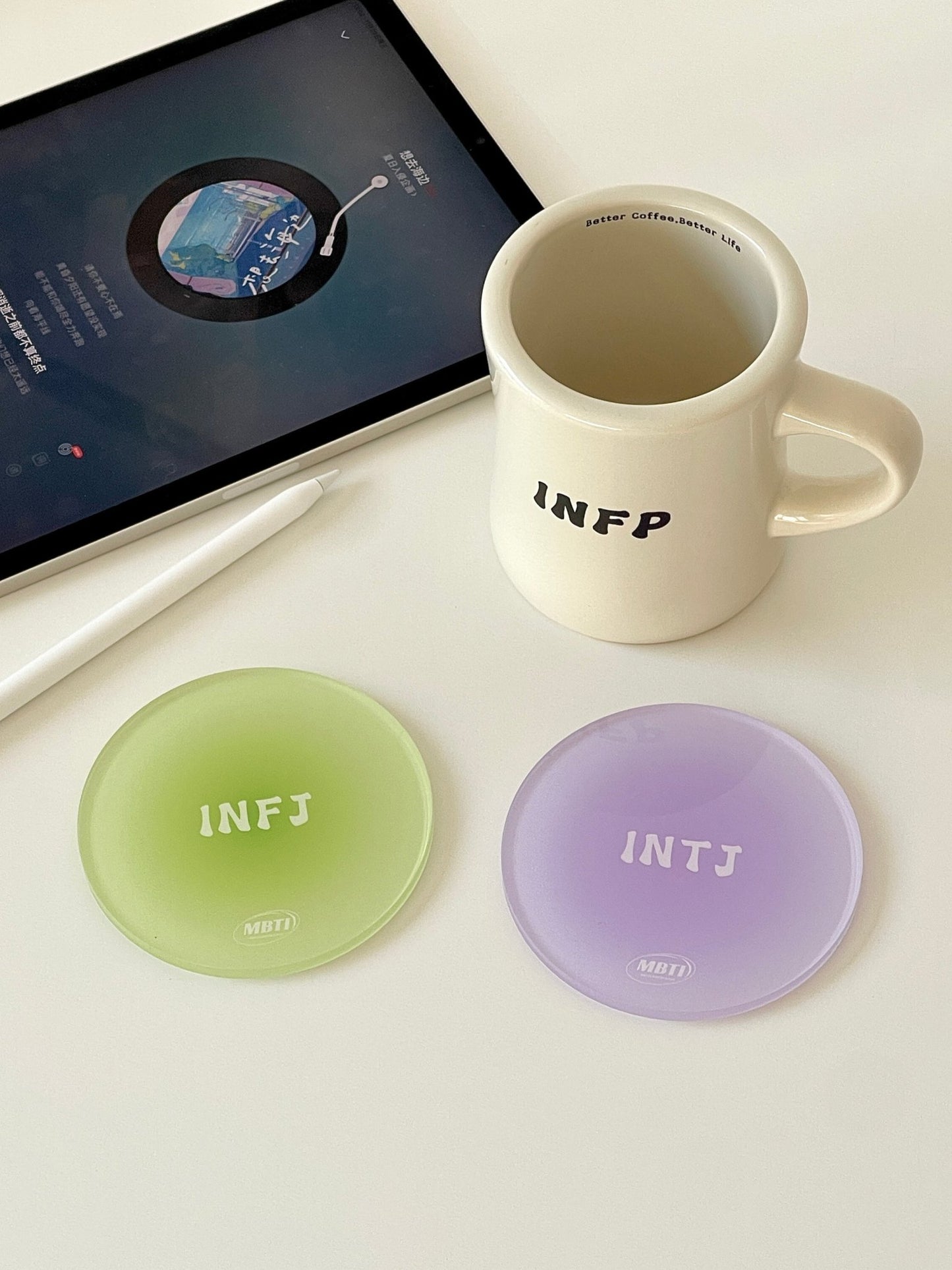 MBTI Dopamine Drink Coaster | Aesthetic Desk Accessories & Personality Gift - MindGem