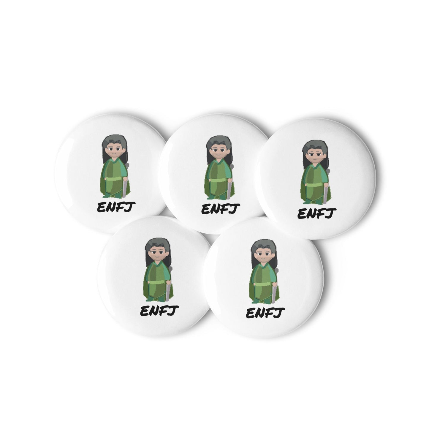 ENFJ Pixel Art Pin Button Set: Hand - Drawn Advocate (5 - Pack) - MindGem