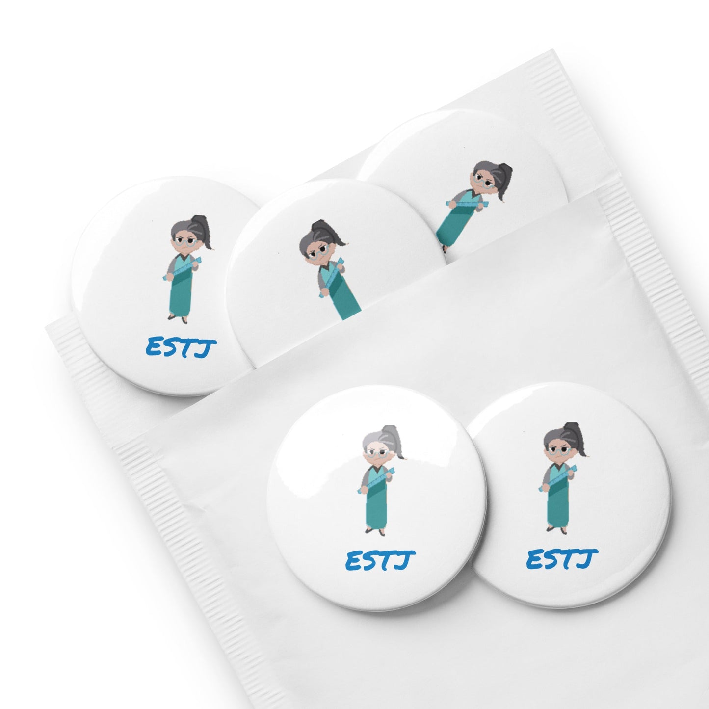 ESTJ Pixel Art Pin Button Set: The Authoritative Executive (5 - Pack) - MindGem
