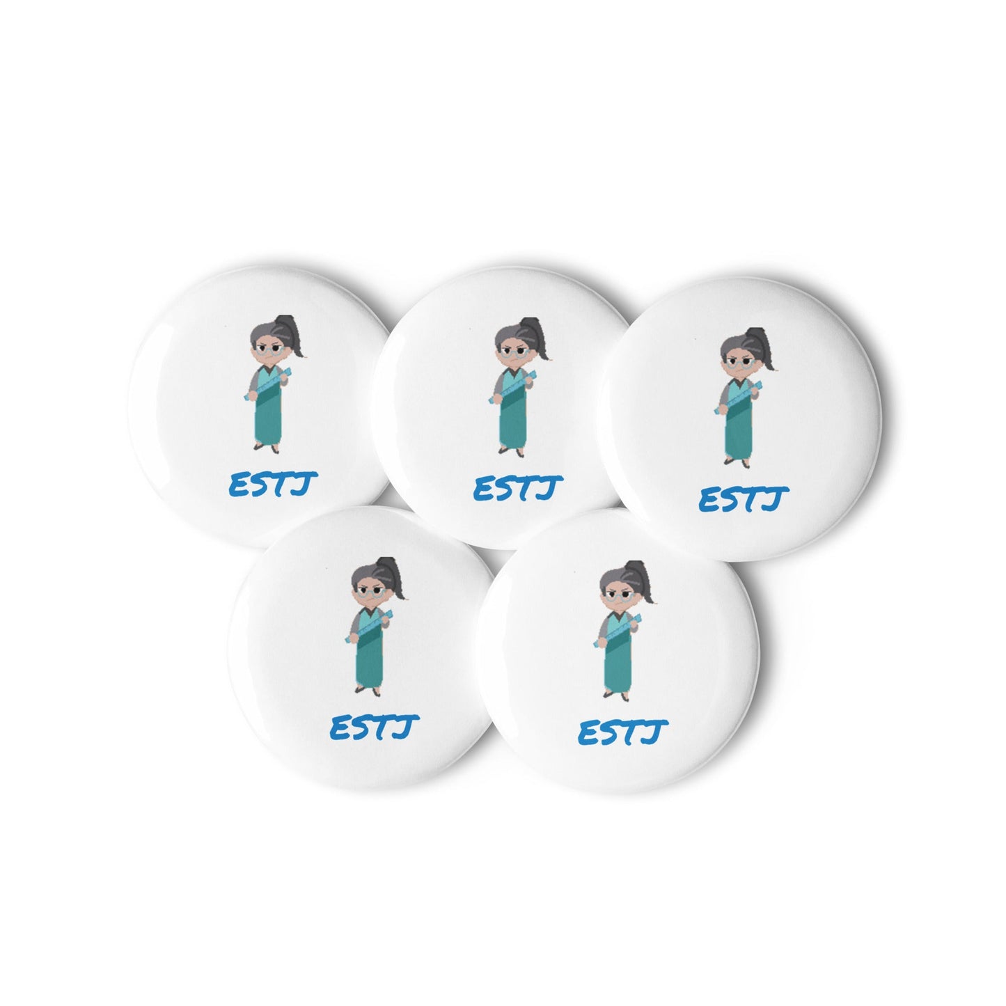 ESTJ Pixel Art Pin Button Set: The Authoritative Executive (5 - Pack) - MindGem