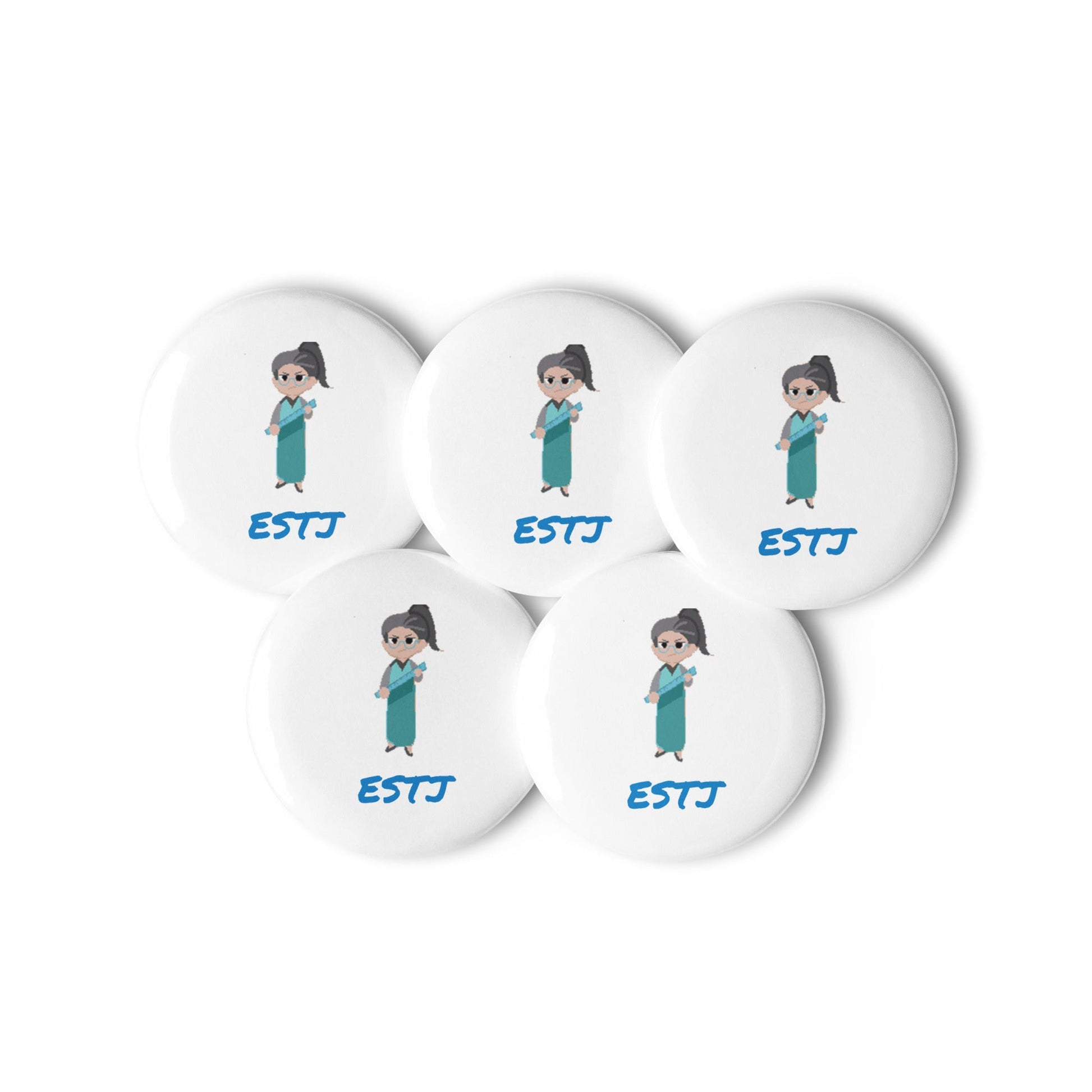 ESTJ Pixel Art Pin Button Set: The Authoritative Executive (5 - Pack) - MindGem