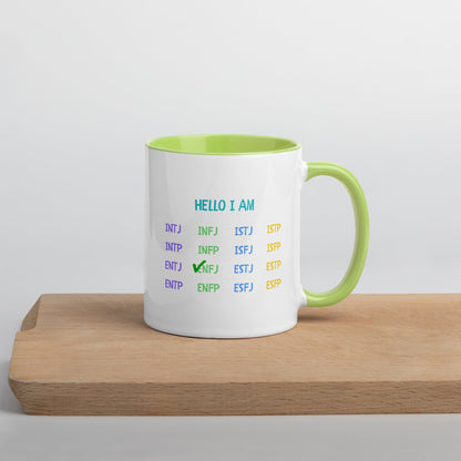 "HELLO I AM" MBTI Personality Mug | Colorful Ceramic Coffee Cup - MindGem