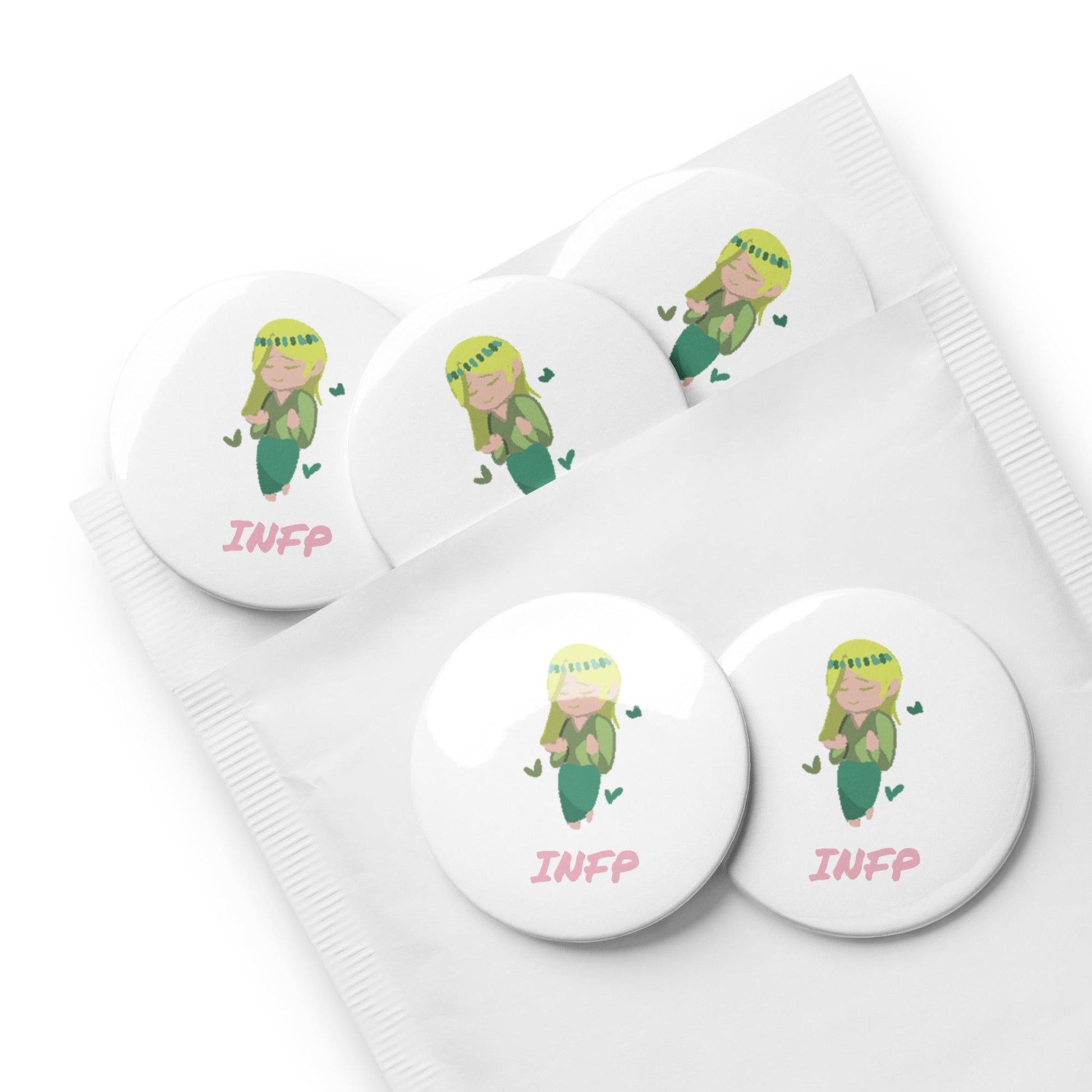 INFP Pixel Art Pin Button Set: The Idealistic Mediator (5 - Pack) - MindGem