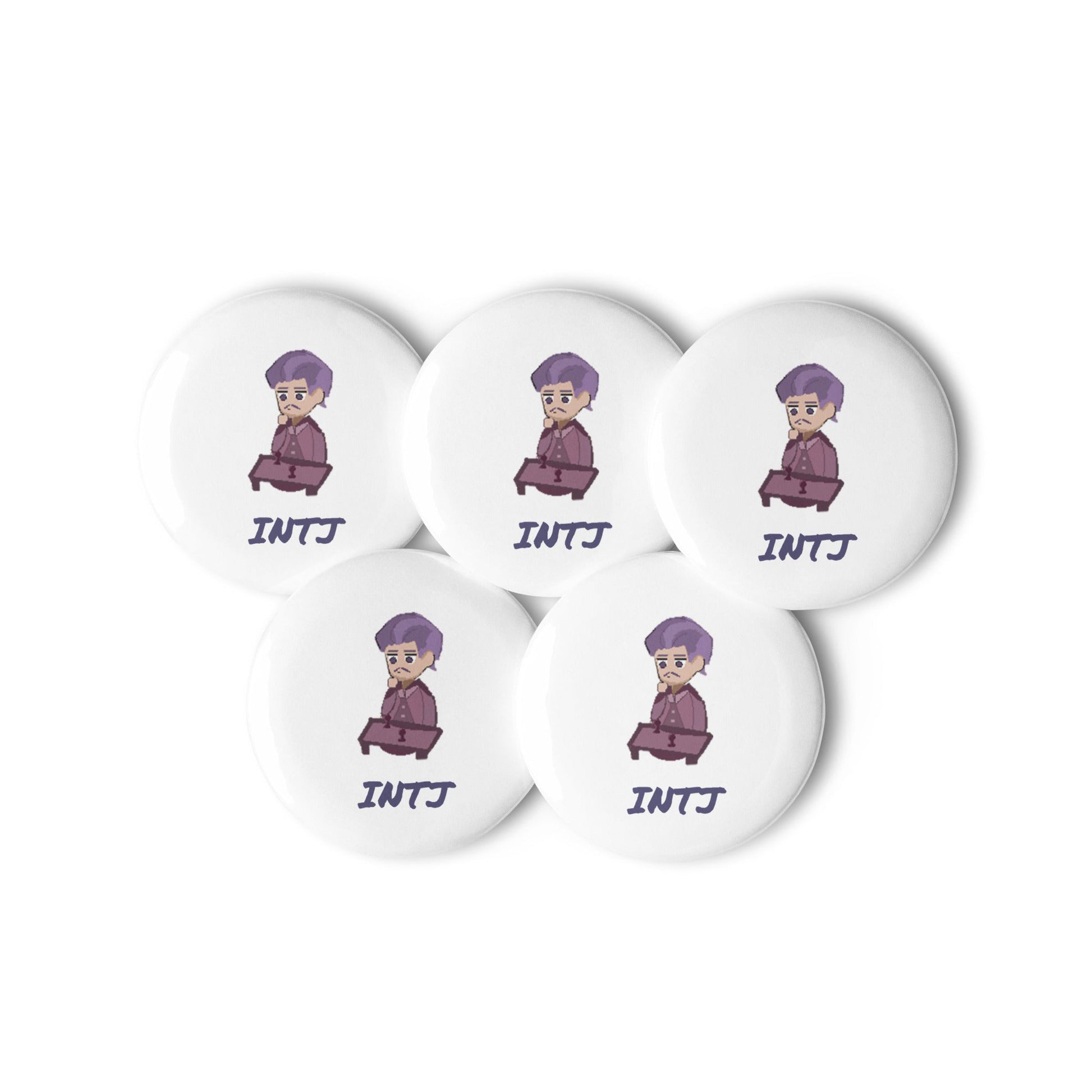 INTJ Pixel Art Pin Button Set: The Strategic Architect (5 - Pack) - MindGem