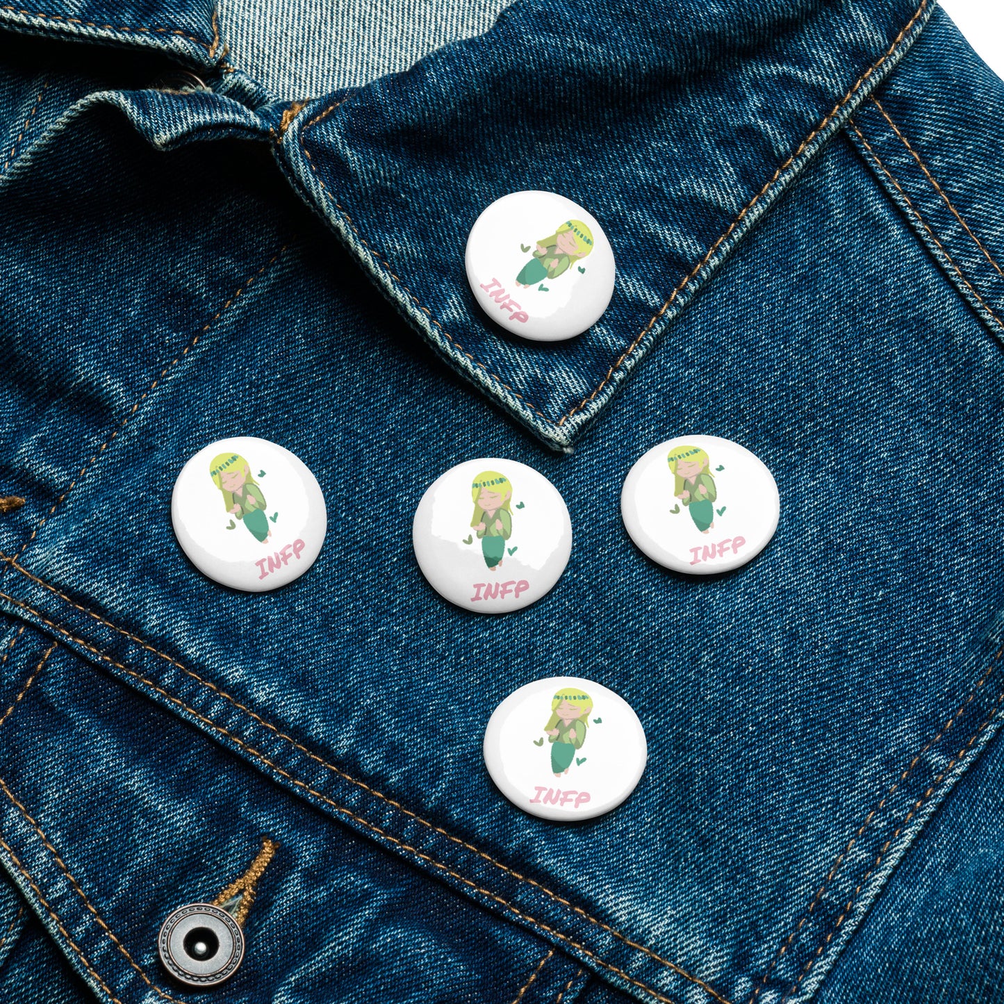 INFP Pixel Art Pin Button Set: The Idealistic Mediator (5-Pack)