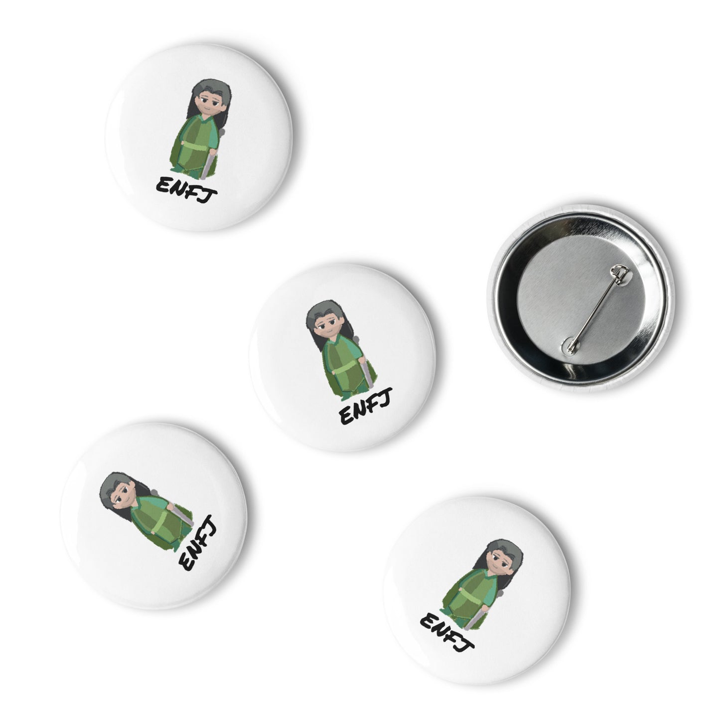 ENFJ Pixel Art Pin Button Set: Hand-Drawn Advocate (5-Pack)