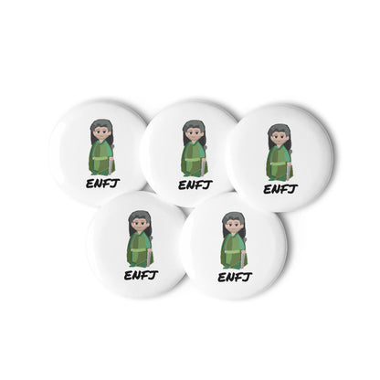 ENFJ Pixel Art Pin Button Set: Hand-Drawn Advocate (5-Pack)