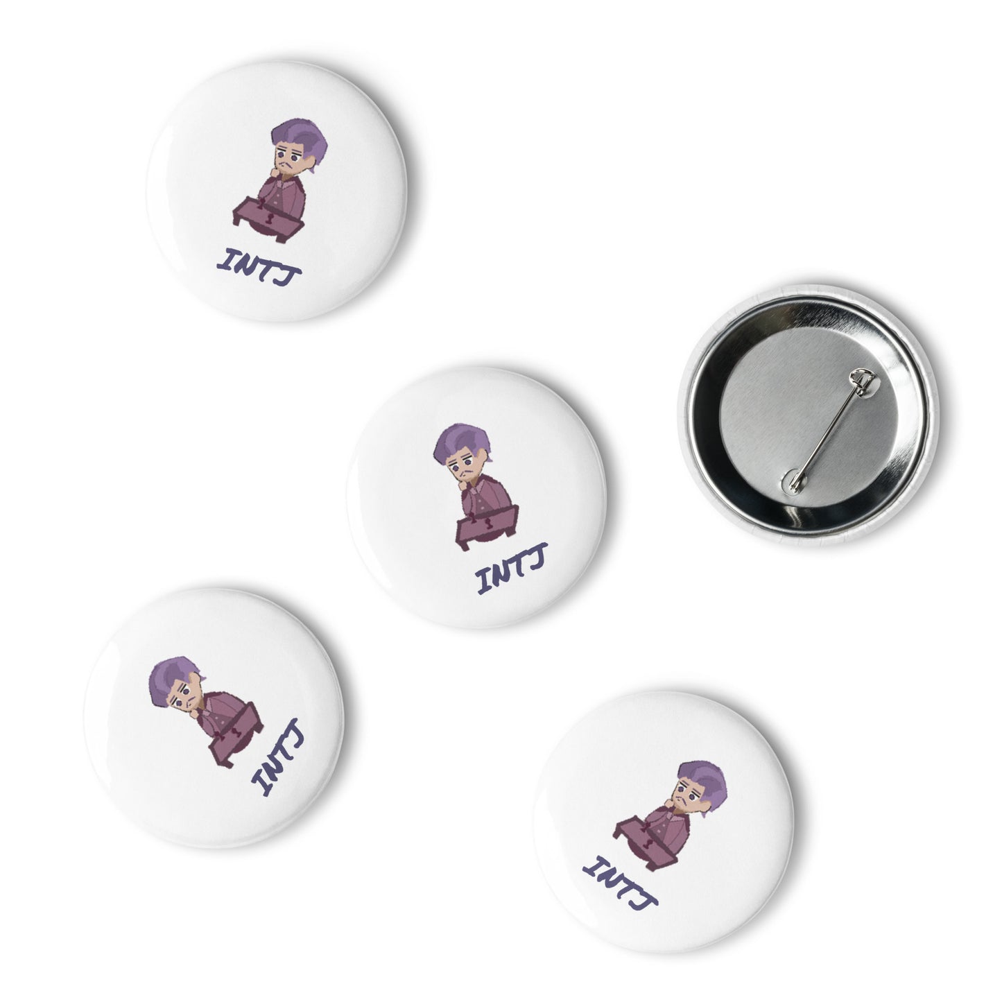 INTJ Pixel Art Pin Button Set: The Strategic Architect (5-Pack)