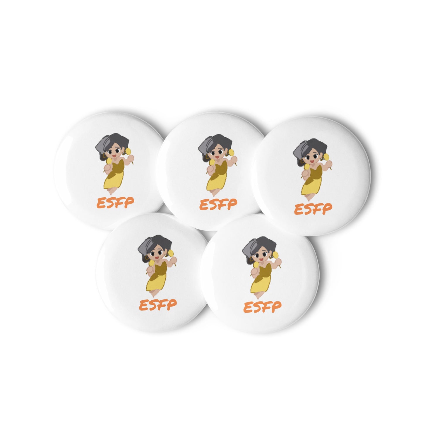ESFP Pixel Art Pin Button Set: The Natural Entertainer (5-Pack)