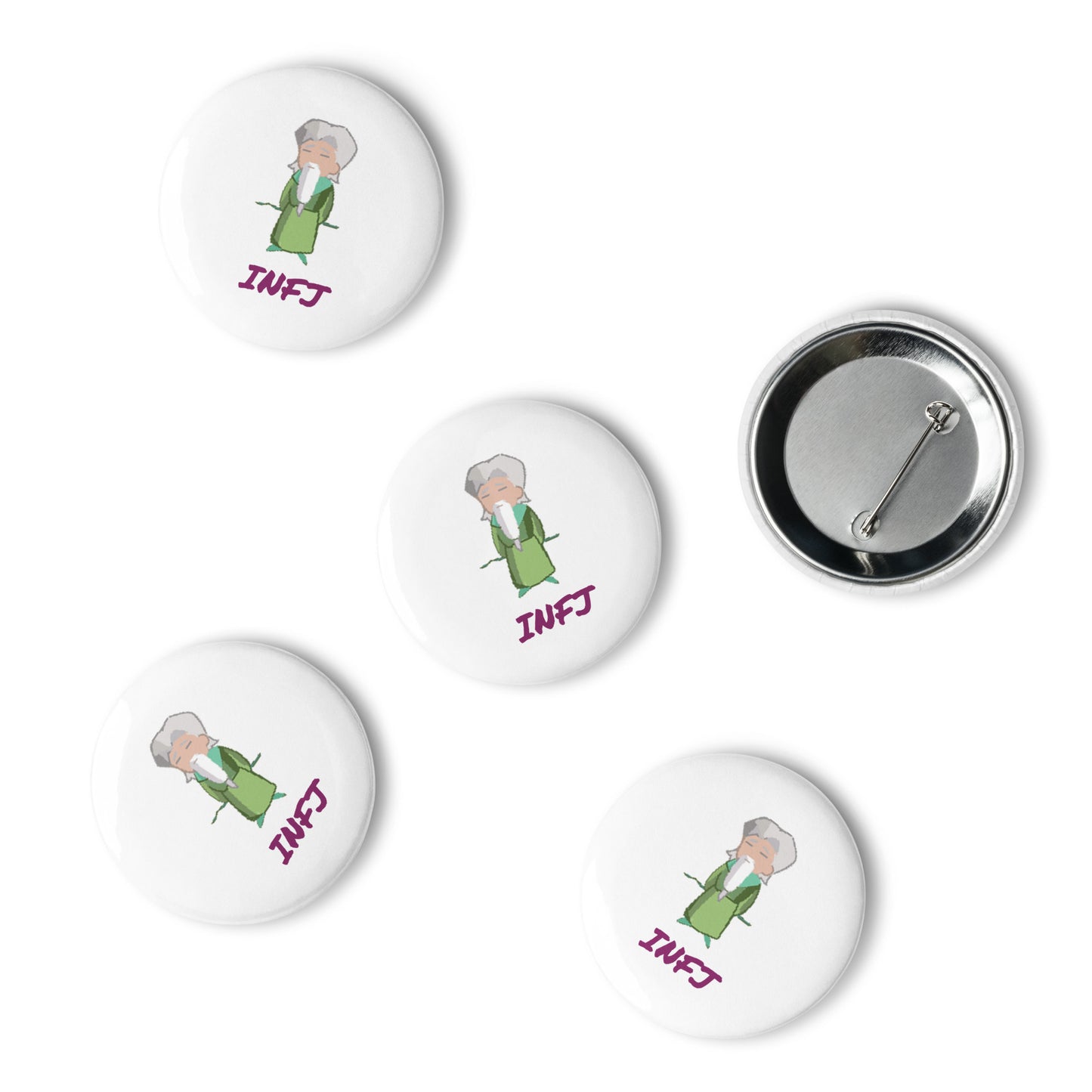 INFJ Pixel Art Pin Button Set: The Insightful Advocate (5-Pack)