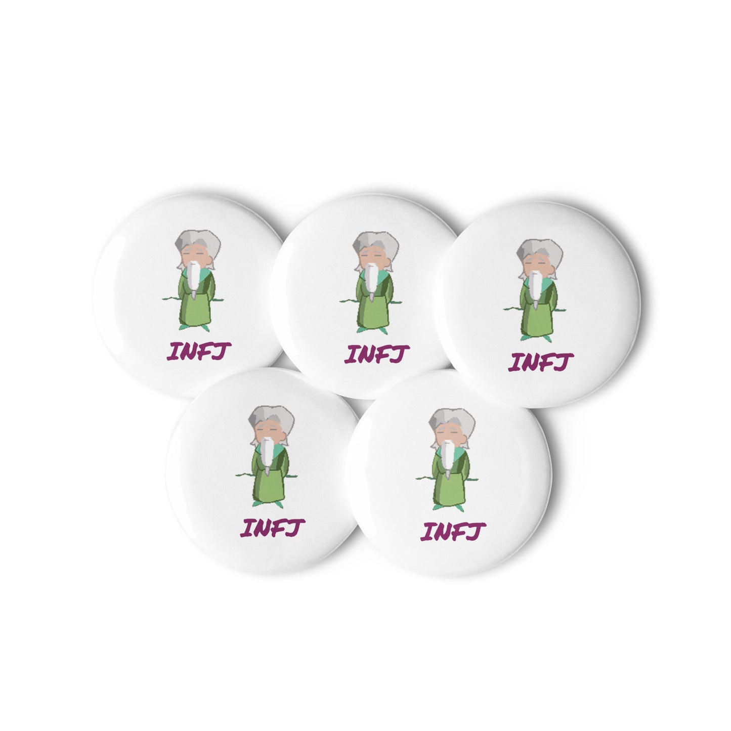 INFJ Pixel Art Pin Button Set: The Insightful Advocate (5-Pack)