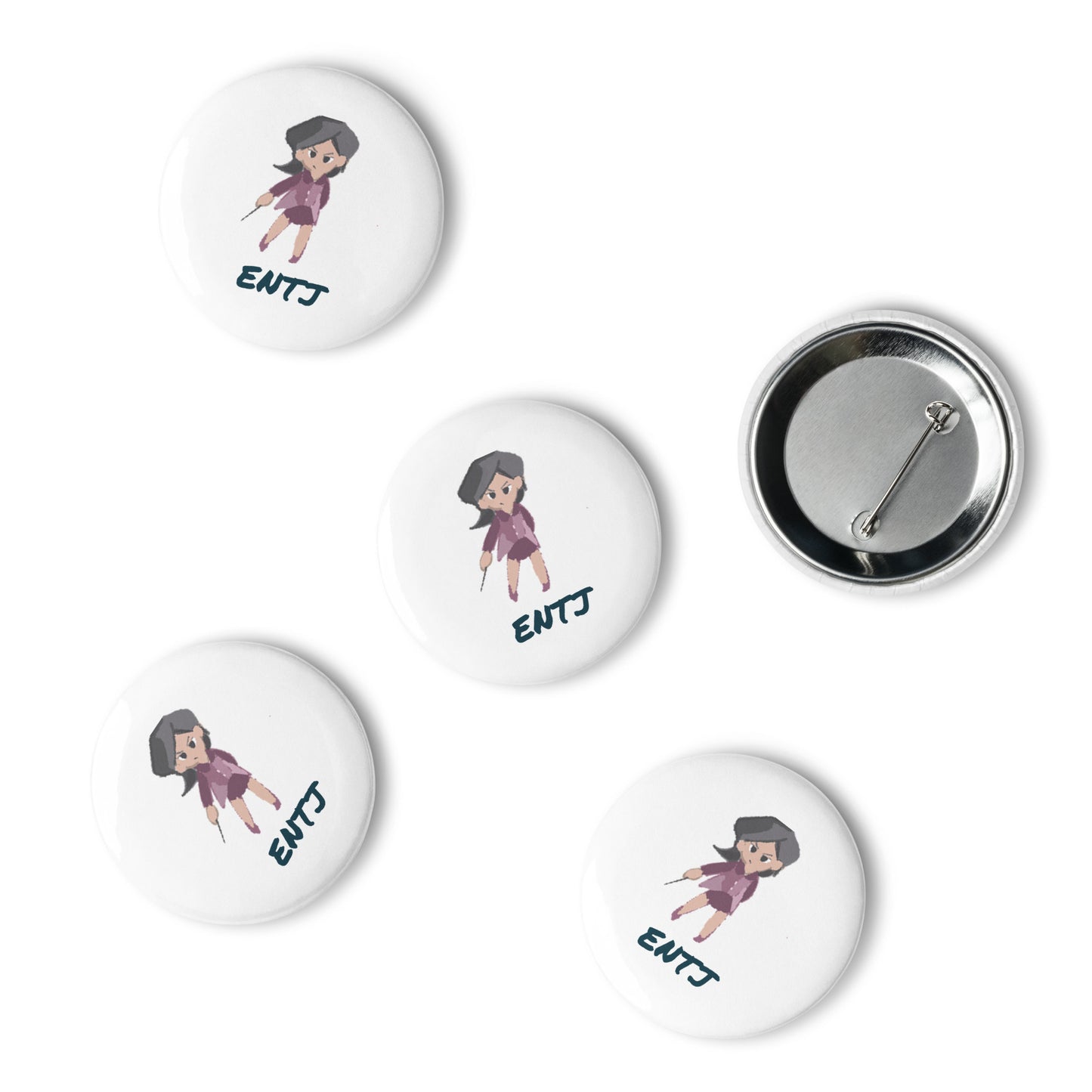 ENTJ Pixel Art Pin Button Set: The Born Commander (5-Pack)