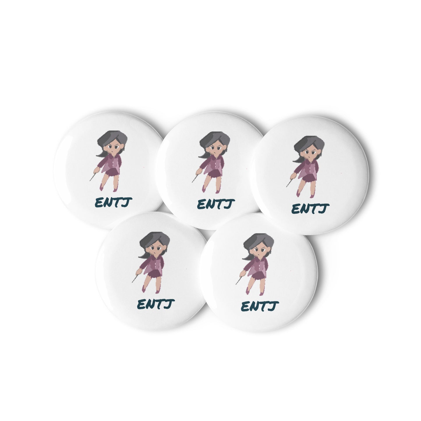 ENTJ Pixel Art Pin Button Set: The Born Commander (5-Pack)
