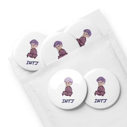 INTJ Pixel Art Pin Button Set: The Strategic Architect (5-Pack)