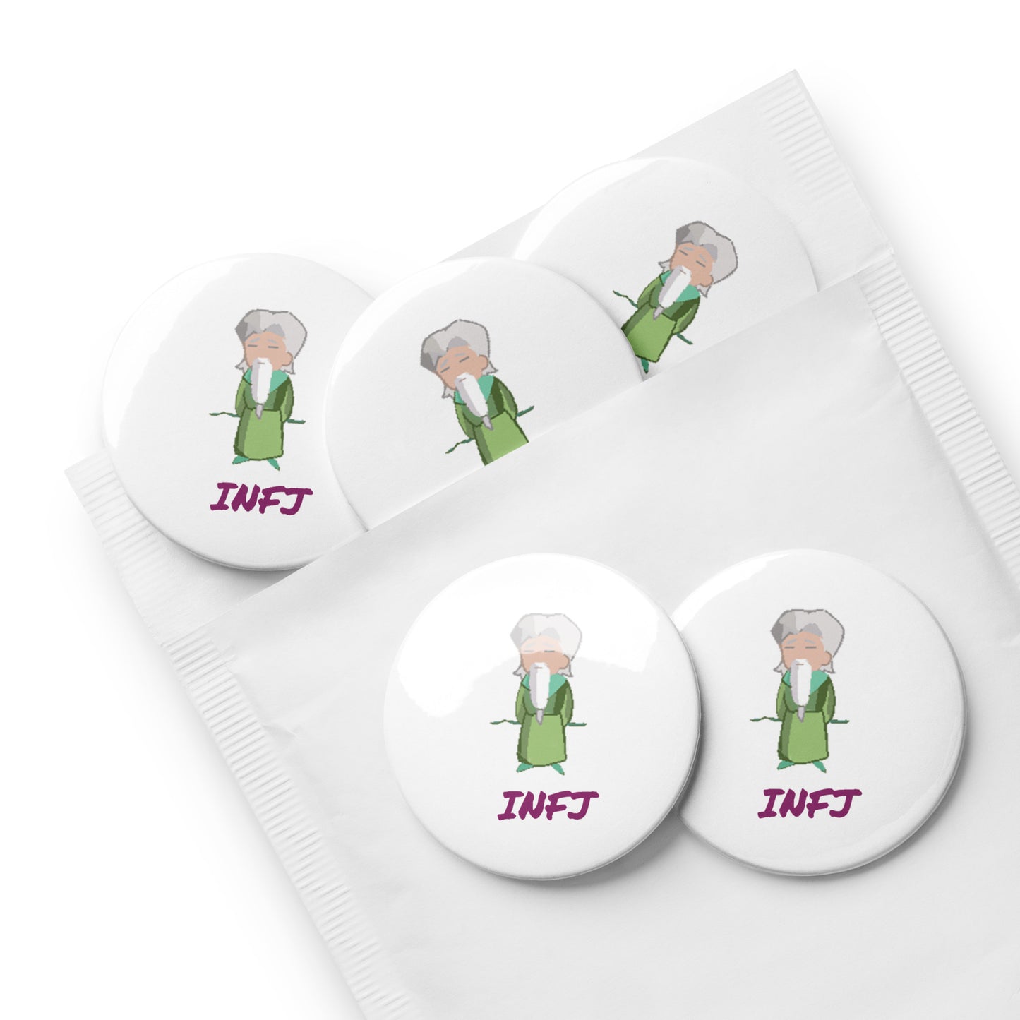 INFJ Pixel Art Pin Button Set: The Insightful Advocate (5-Pack)