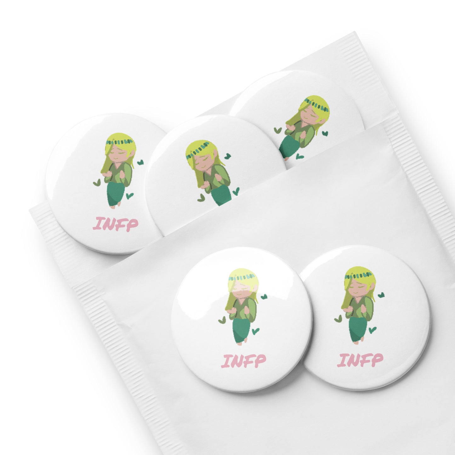 INFP Pixel Art Pin Button Set: The Idealistic Mediator (5-Pack)