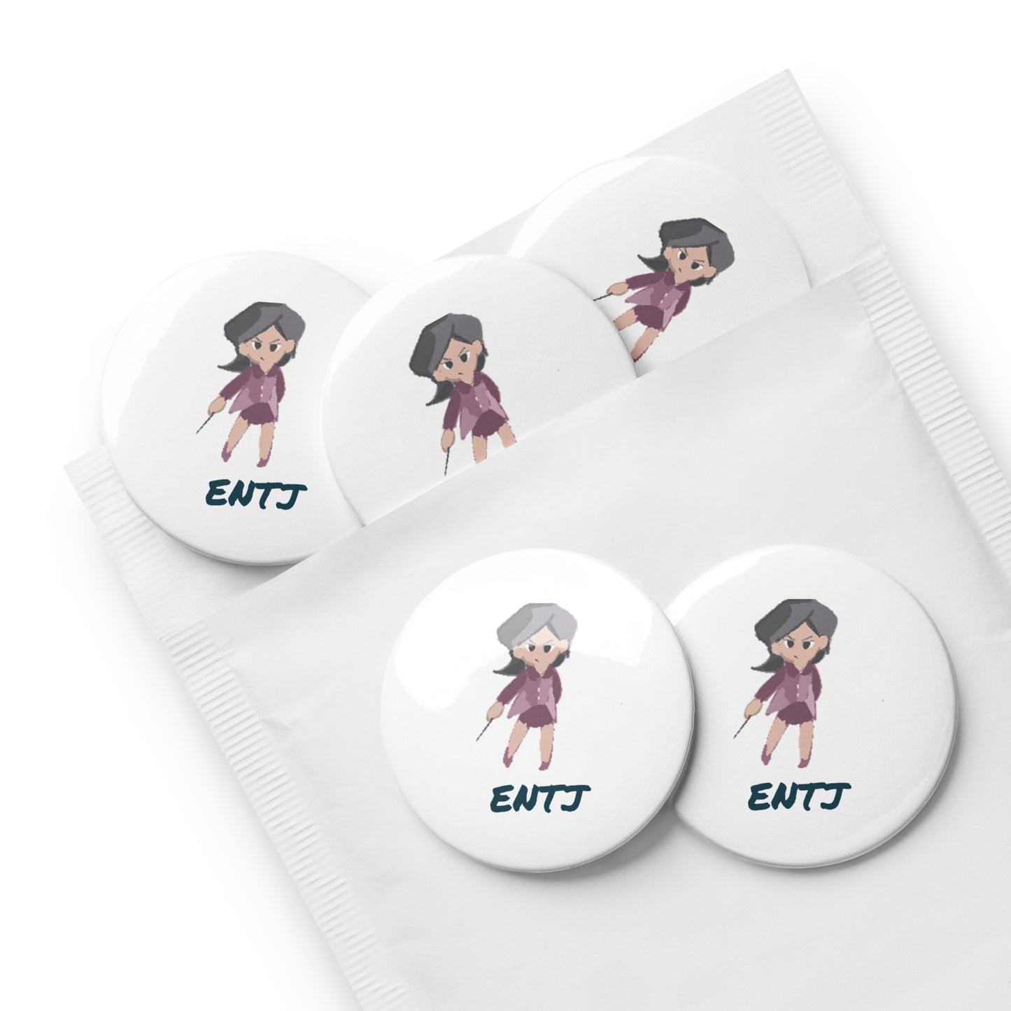 ENTJ Pixel Art Pin Button Set: The Born Commander (5-Pack)