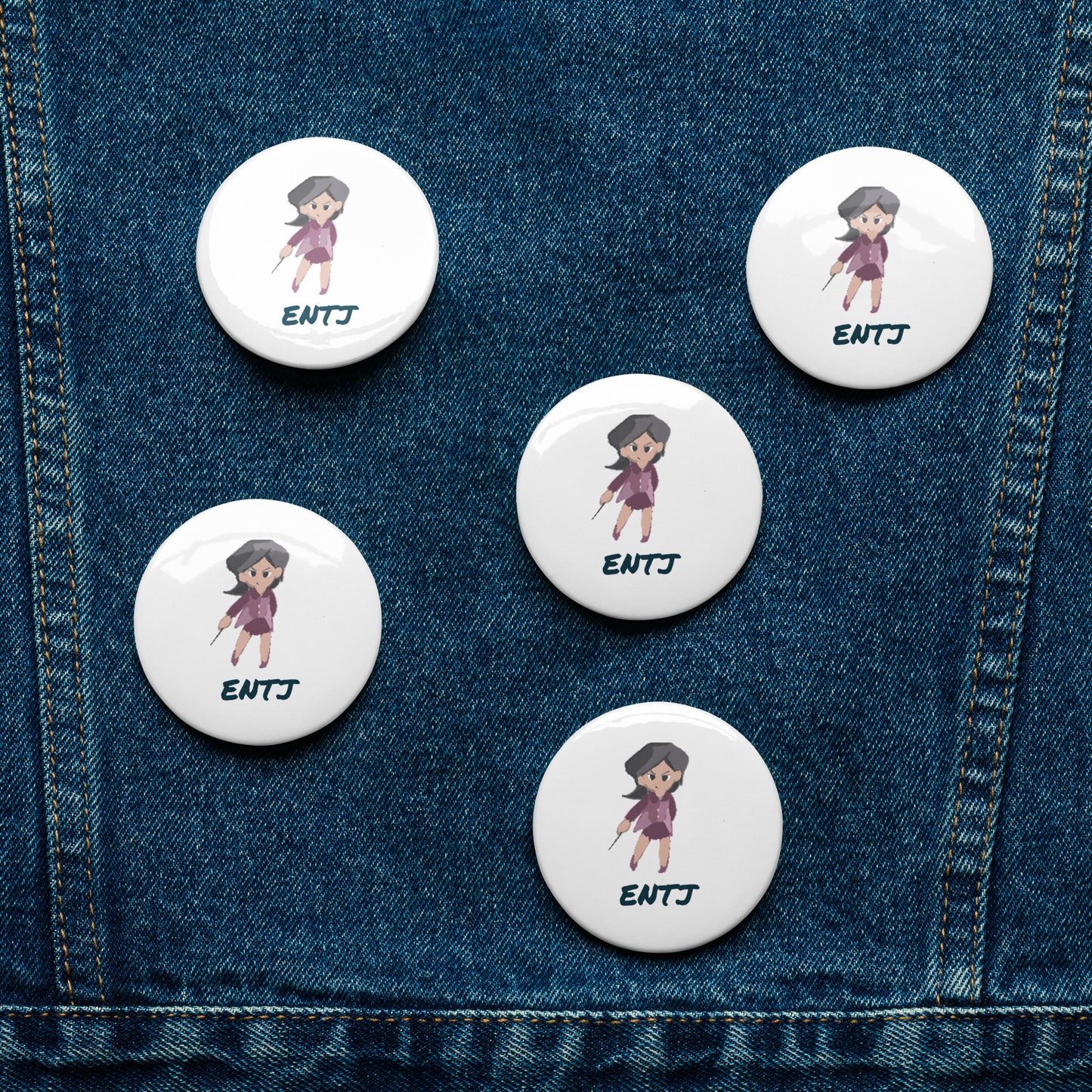 ENTJ Pixel Art Pin Button Set: The Born Commander (5-Pack)
